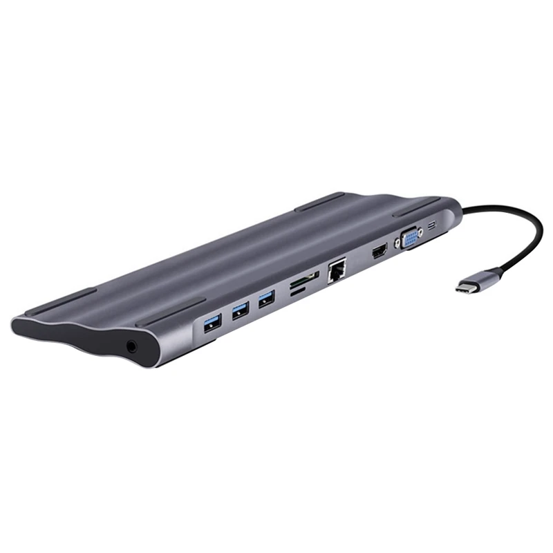 10 в 1 Usb type C хаб конвертер с портом Hdmi Vga Rj45 Usb3.0 Sd/Tf кардридер для Macbook Pro samsung huawei