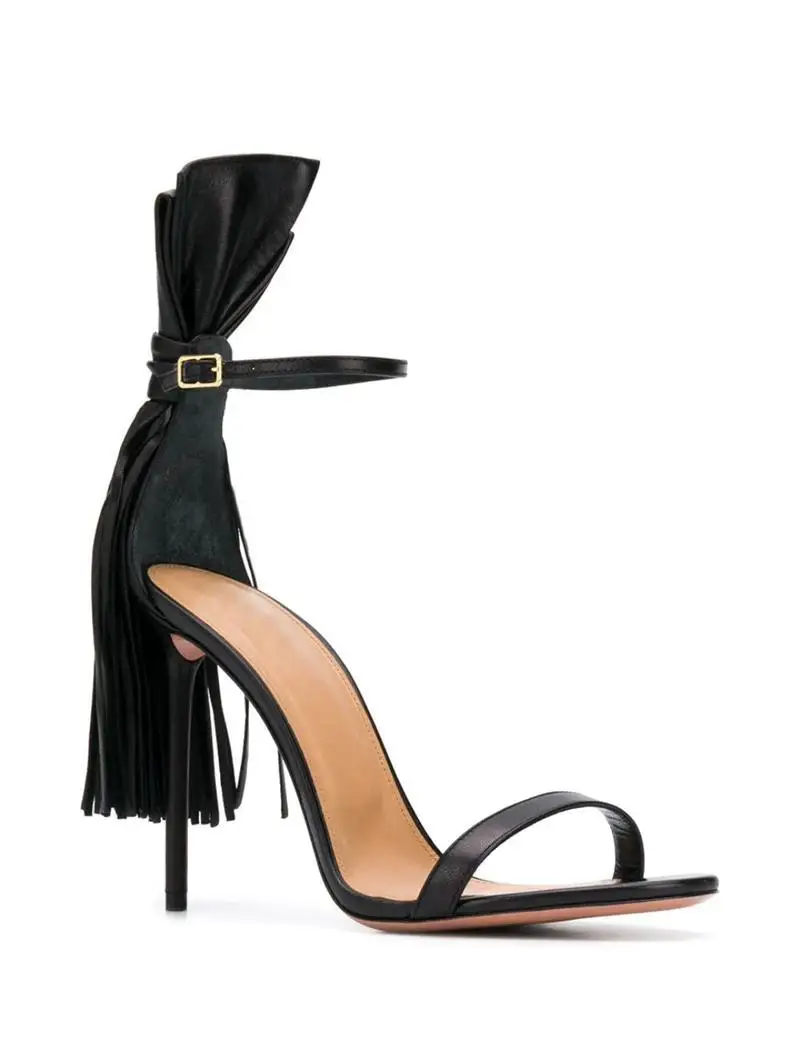 

Fashion sandals one line buckle tassel thin heel sandals women sandals