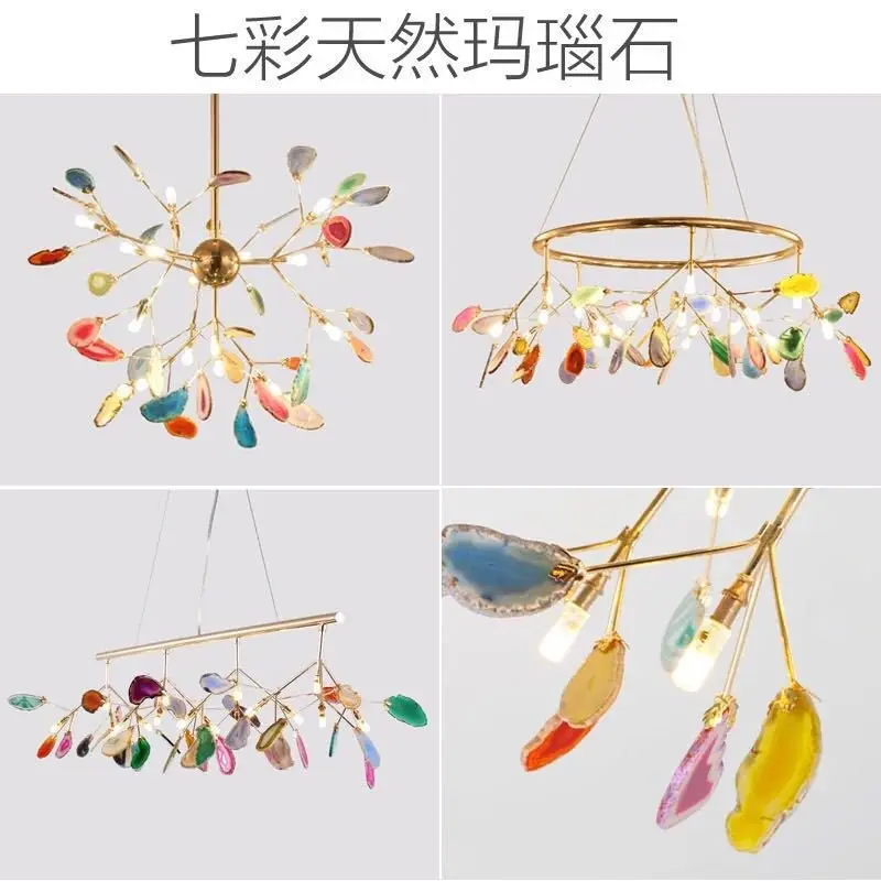 

Modern led Chandelier for Kitchen Dining Room Living Room Suspension luminaire Hanging Agate Stone Bedroom Chandeliers Fixtures