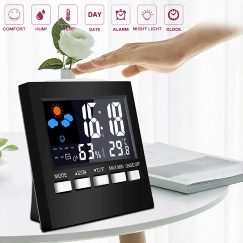 

Digital Mirror LED Display Alarm Clock Temperature Calendar Electronic Multifunction Snooze Desk Clock Weather Forecast