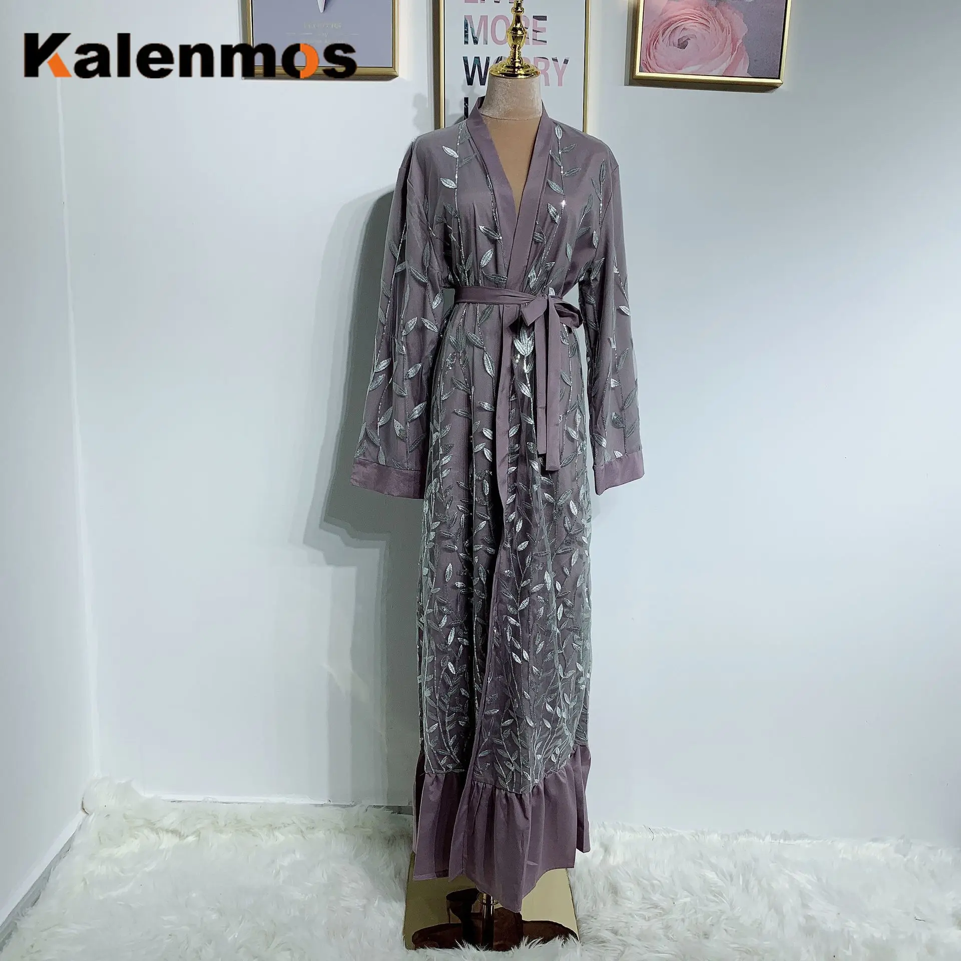 Новое шикарное мусульманское платье Abaya женское с вышивкой и пайетками на