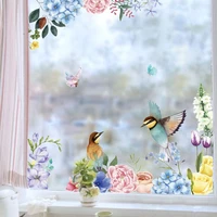 removable pvc flower birds wall sticker for kids rooms living room bedroom decals window fridge toilet home interior decoration