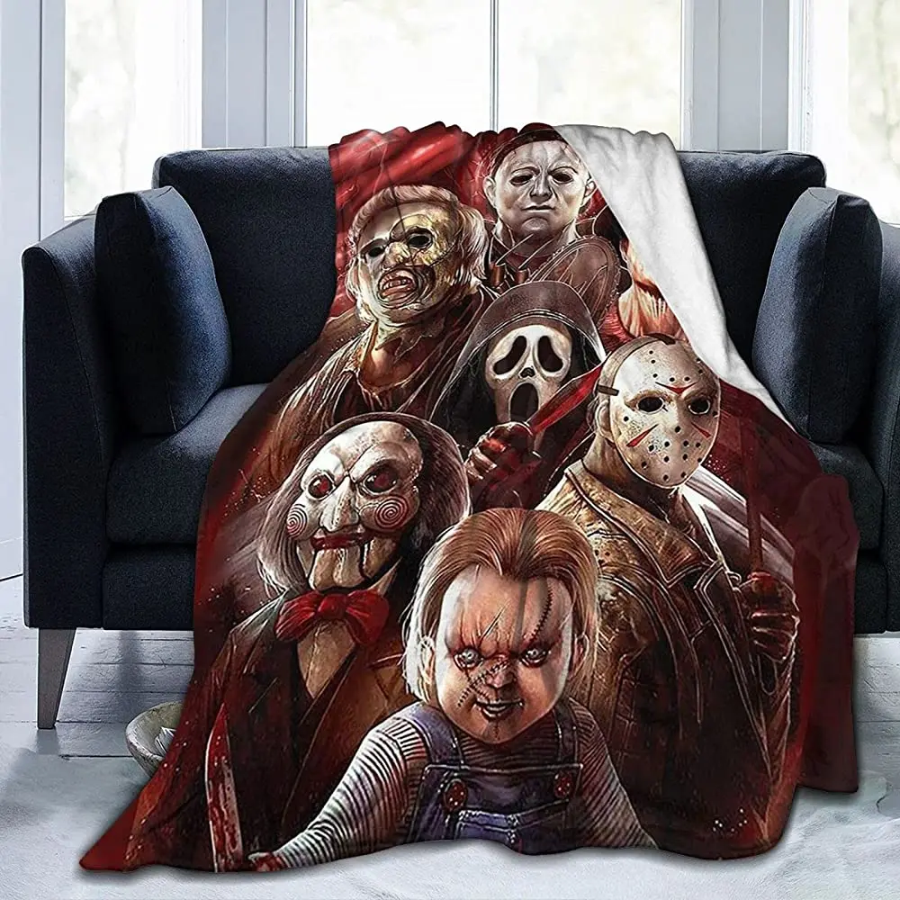 

Horror Movie Blanket Bed Couch Living Room Soft Warm Lightweight Halloween Throw for All Seasons Kids and Adults