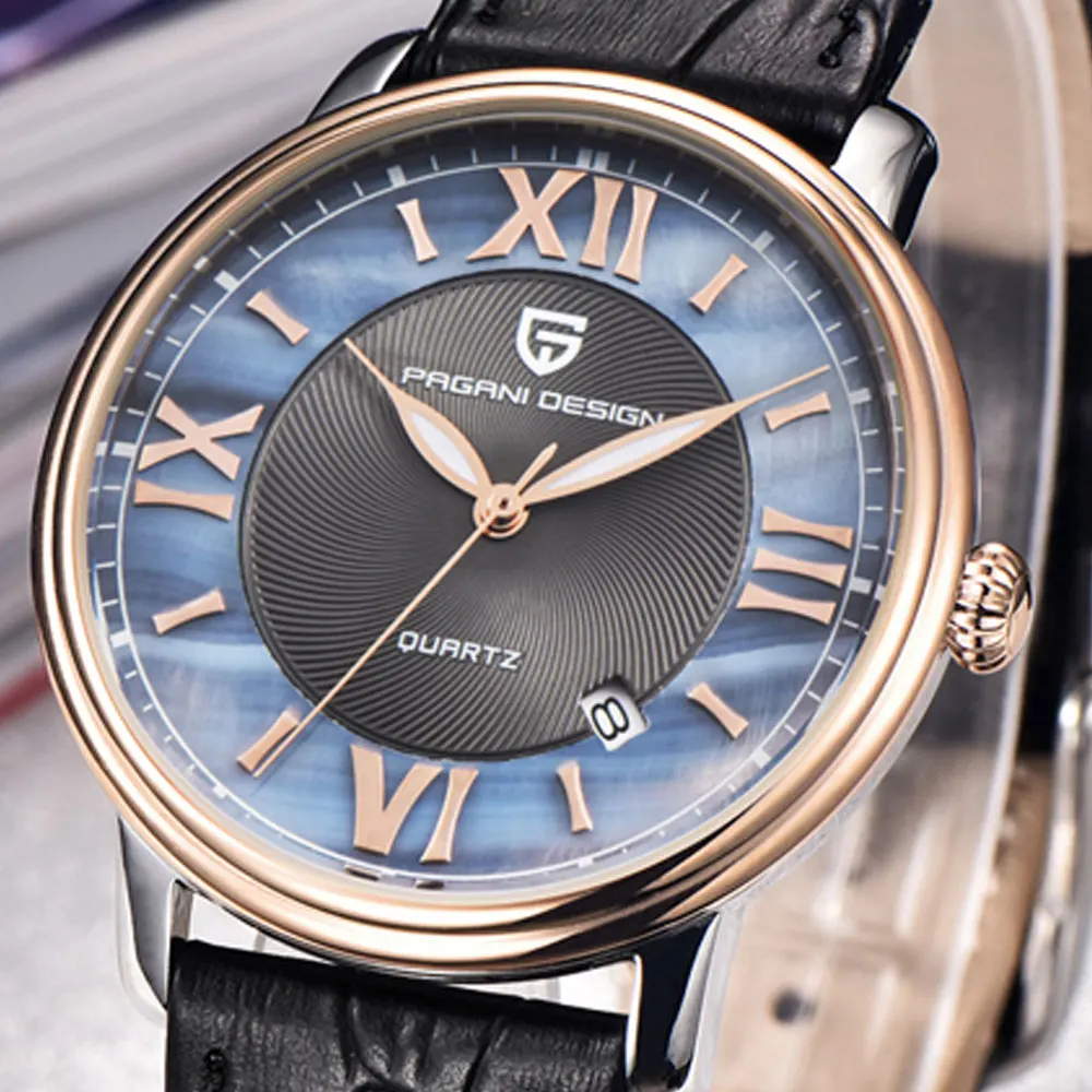 Часы Pagani design Женские кварцевые с синим циферблатом модные повседневные