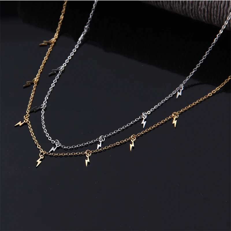 New stainless steel Women pendants Necklaces Jewelry Cross Lightning hexagram Choker Necklace Chain gold Girls Kpop Collares