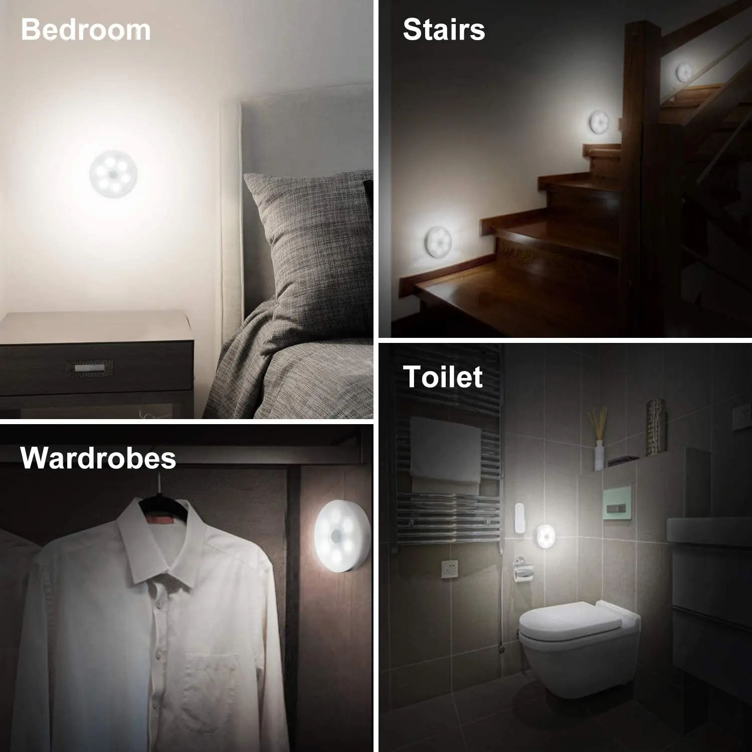 

LED Light Pir Motion Sensor Night Lamp Warm White Under Cabinet Lighting Puck Lights Closet Wardrobe Bedroom Kitchen Stairs