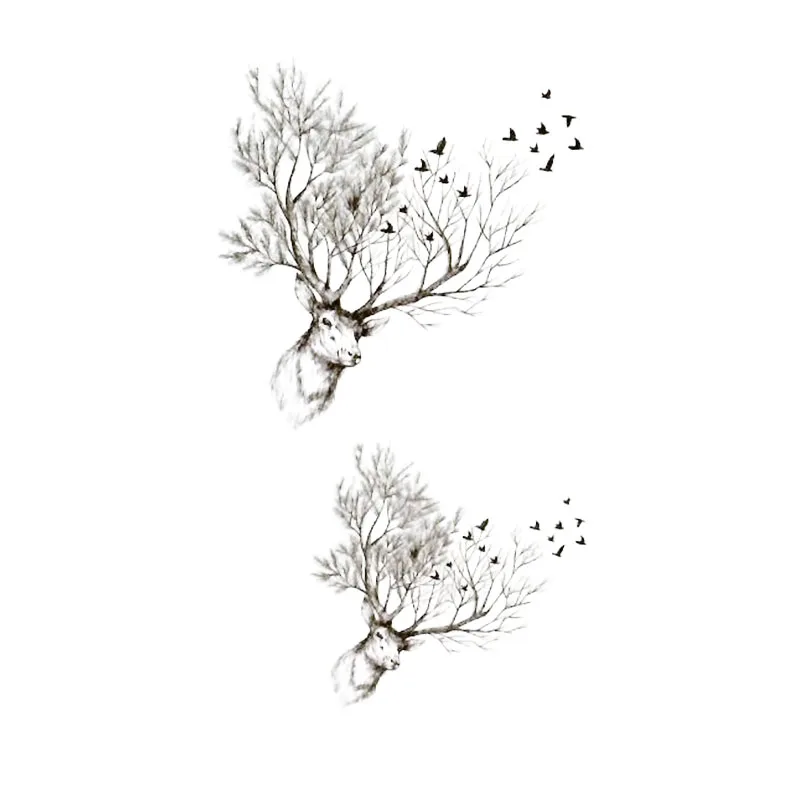 Водостойкая временная татуировка наклейка эскиз корень мертвого дерева рук тело