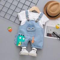 denim overalls clothes set for baby boys o neck t shirt shorts 2 piecesset new short sleeved infant children kids clothing