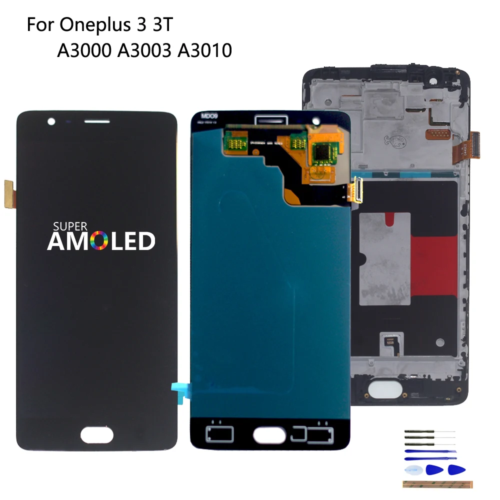 

AMOLED For Oneplus 3 3T A3010 Display LCD Touch Screen Digitizer Assembly For Oneplus A3000 A3003 OLED LCD Display Repair kit