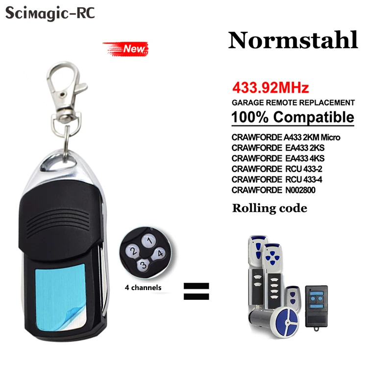

Normstahl Crawford гаражный пульт дистанционного управления Normstahl EA433 дистанционное управление гаражной дверью 433,92 МГц с изменяющимся кодом дистан...