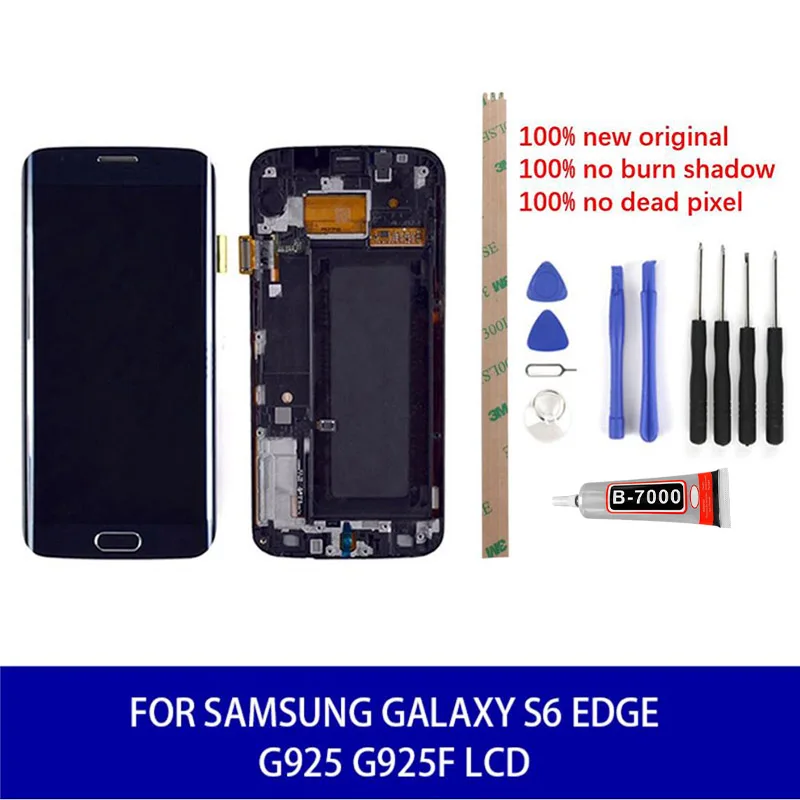 Оригинальный Super Amoled для Samsung Galaxy S6 EDGE G925 G925F ЖК дисплей сенсорный запасные части