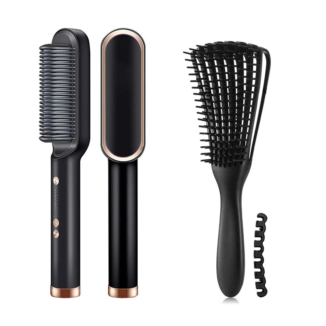 

Выпрямитель для волос, утюжок с нагревом, ионный выпрямитель, плойка + расческа для распутывания волос