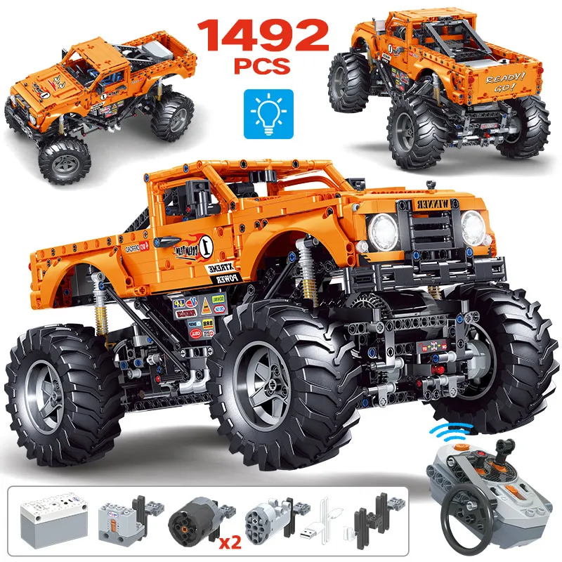 

1492pcs City RC Monster Truck Off-road Car Building Blocks Remote Control Climb Vehicle Bricks Toys For Children Gifts