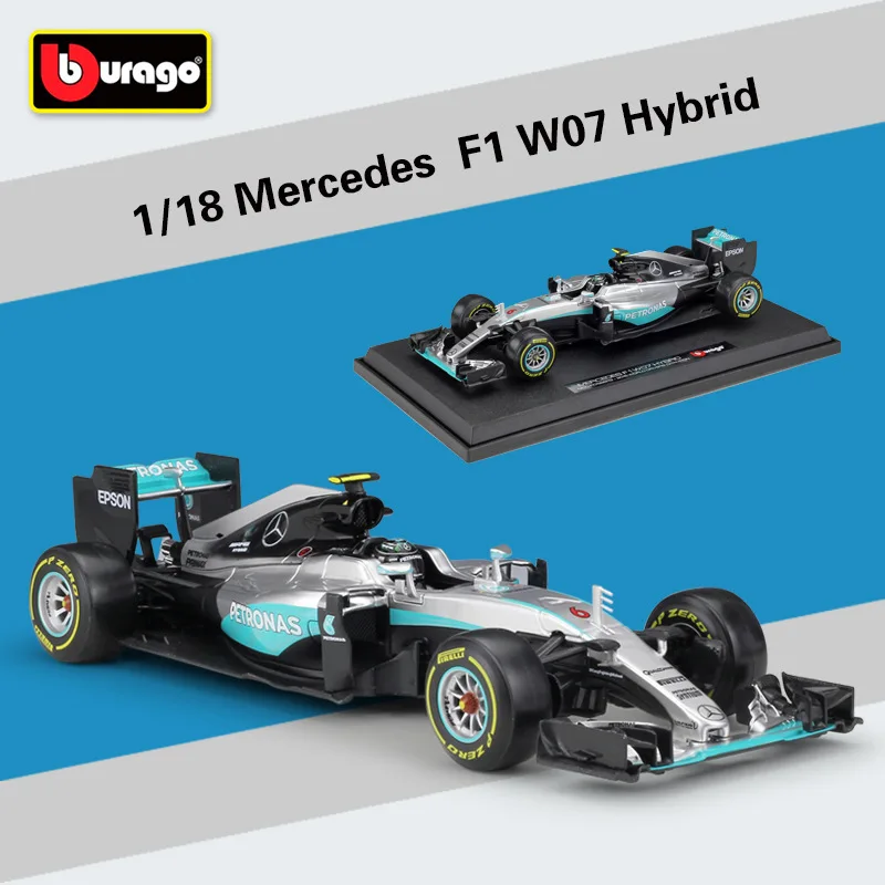 Bburago 1:18 F1 Mercedes Benz team W07 гоночная модель Rosberg Hamilton коллекционные подарки игрушка| |