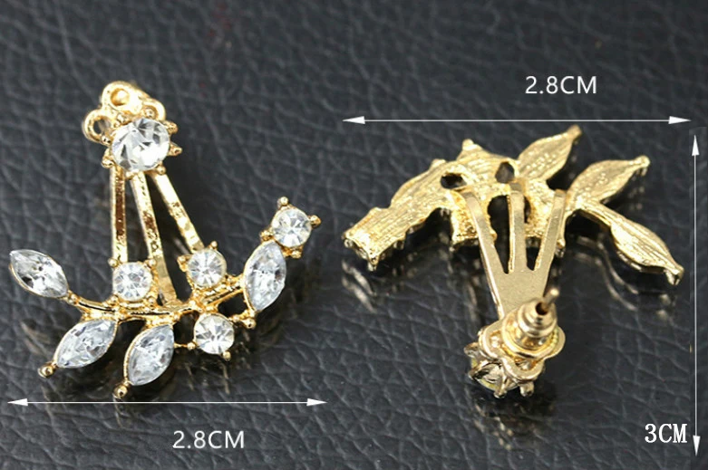 1 пара сережек с покрытием в виде листа кристаллами двухсторонние Подвесные