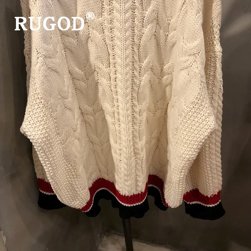 Женское платье-свитер с узором RUGOD Элегантное трикотажное платье в полоску