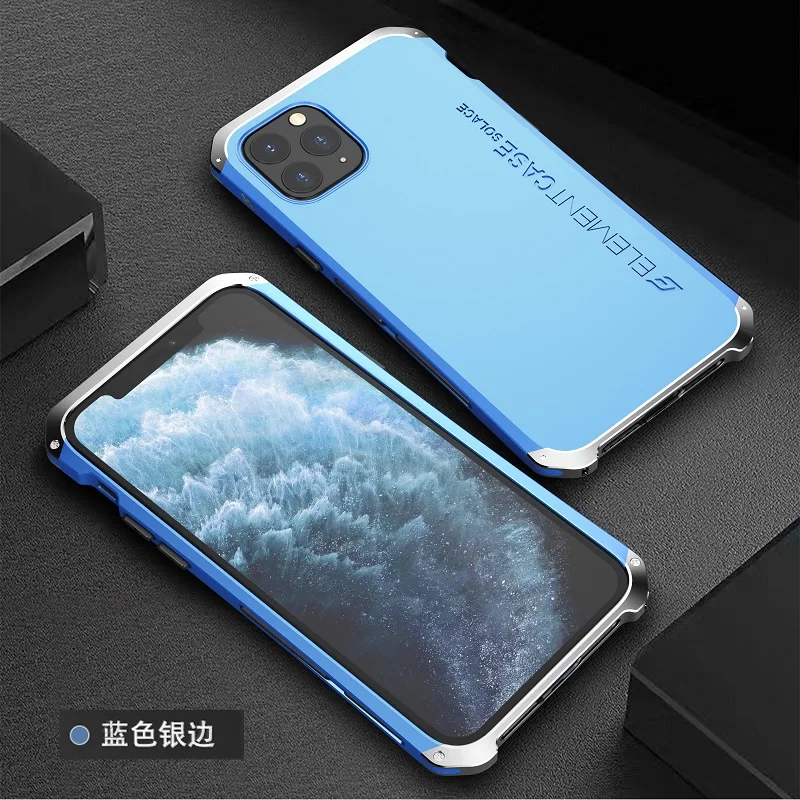 Blue silver Металлический Алюминиевый Чехол Bumber для iphone 11, чехол-гибрид, задняя крышка из поликарбоната для iphone 11 pro max, чехол, противоударный чехол, Fundas - Цвет: Blue silver