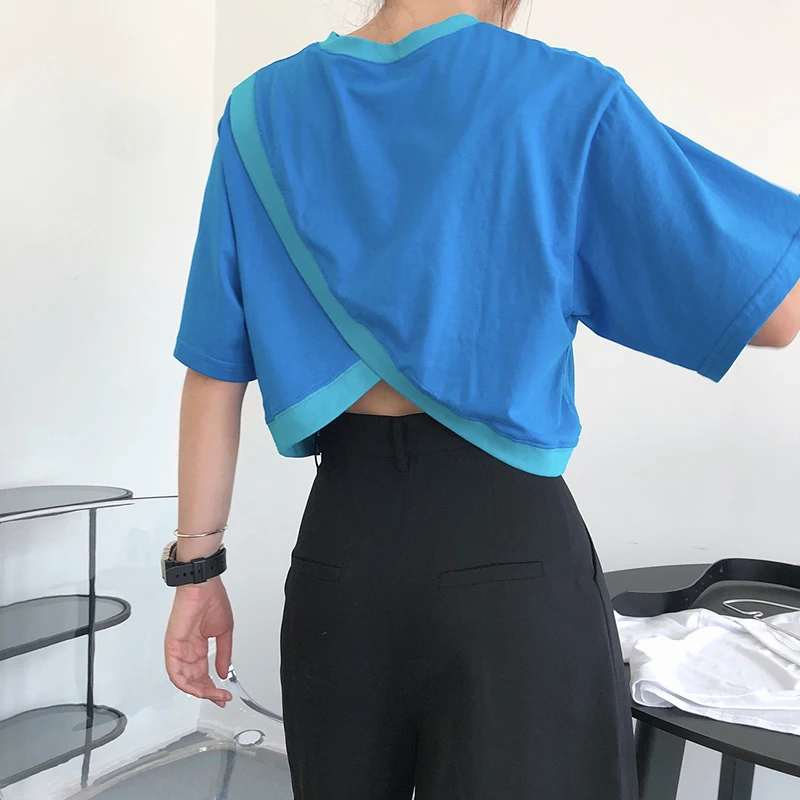 Женский топ с круглым вырезом GALCAUR белая Повседневная футболка коротким рукавом