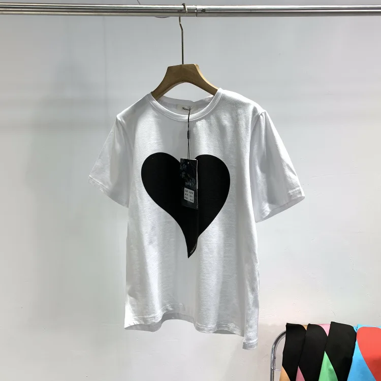 

2021 Summer New Short-sleeved White T-shirt Female Print Loose Women Streetwear Tops Woman Black Tshirts