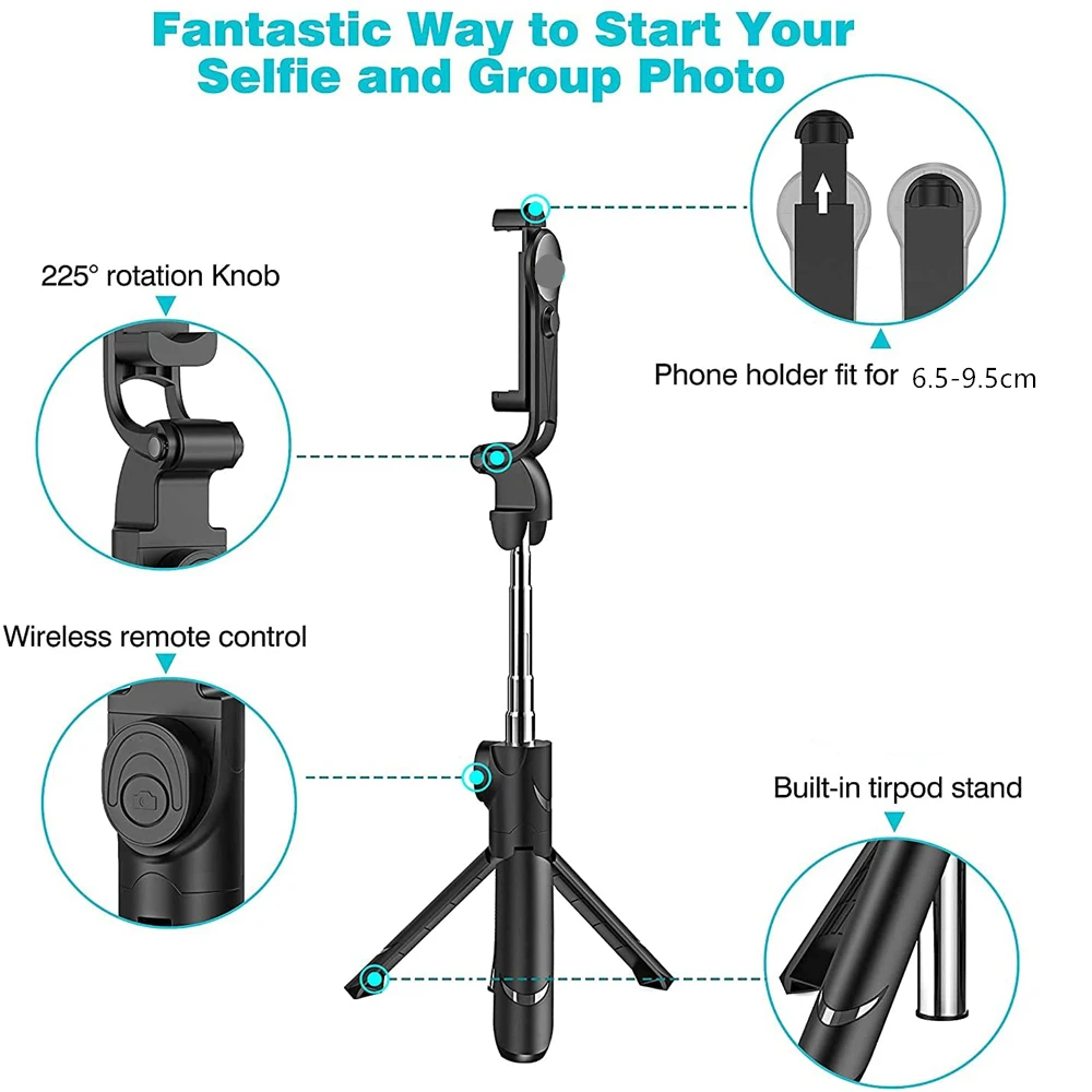 Беспроводная Bluetooth селфи-палка штатив с дистанционным управлением для iPhone Huawei