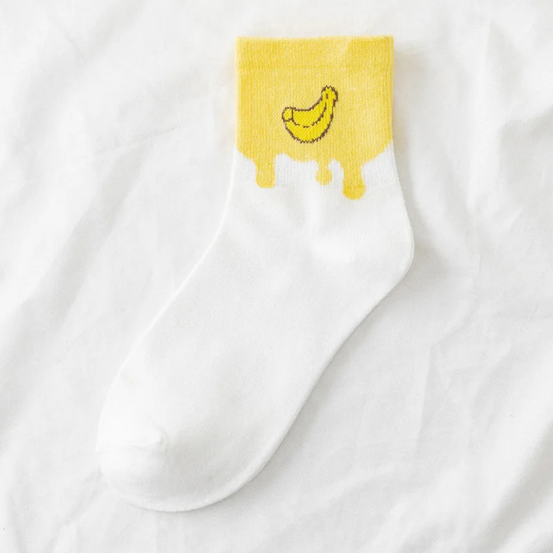 

SP&CITY Cartoon Fruits Print Women Socks Cotton Cute Funny Short Socks Food Patterned Breathable Art Ankle Socks Hipster Sporty
