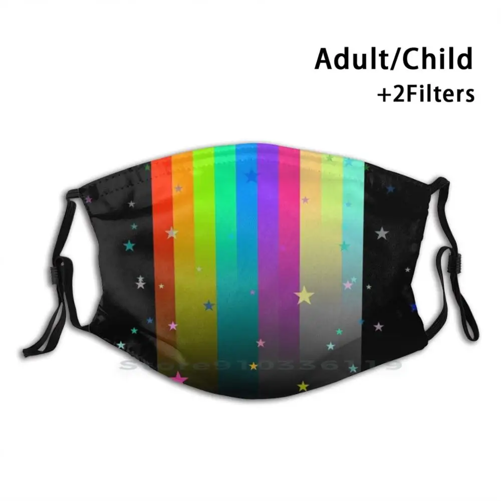 

Rainbow And Stars | | Rainbow Stars Adult Kids Washable Funny Face Mask With Filter Rainbow Stairs Happy Magical Spectrum