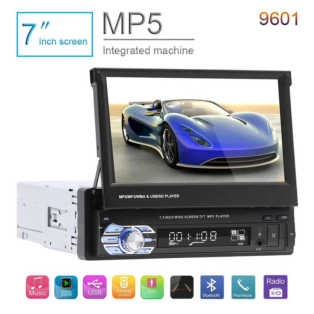 

DHL 10PCS 7 Inch Bluetooth Car FM Radio Audio Video MP5 Player With Rearview Camera Touch Screen Auto Multimedias Players 9601