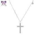 Ожерелье из серебра 925 пробы с крестом, сверкающее суперциркониевое ожерелье с имитацией алмаза, модное религиозное ожерелье, ювелирные изделия