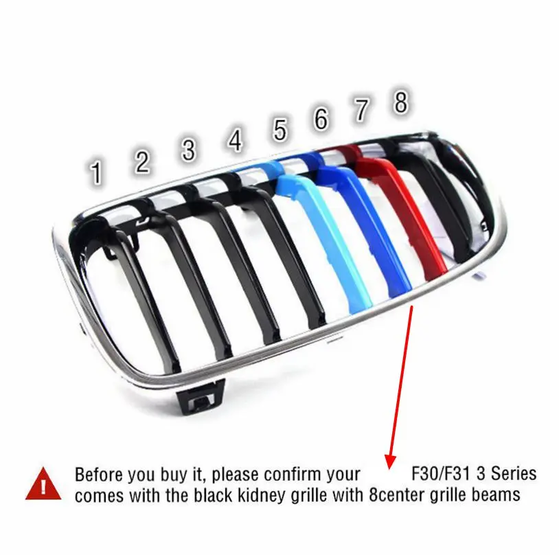 M Трехцветная вставка из АБС передняя решетка для BMW 3 серии Sport F30 F31|Гоночные