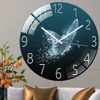 glass wall clock modern design landscape light luxury colorful art reloj pared decorativo clocks living room bedroom home decor