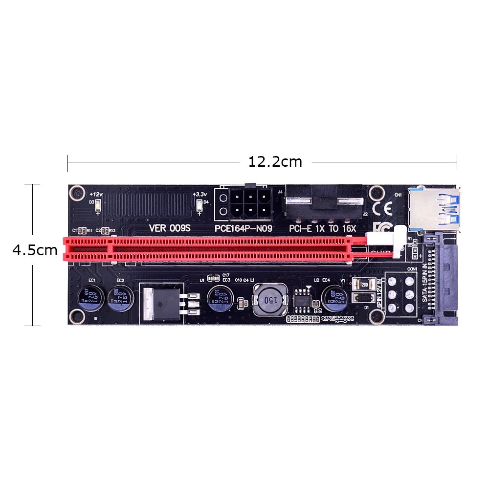 Переходник CHIPAL для видеокарты кабель USB 100 с двумя светодиодный VER009S PCI-E 3 0 см 60 009S