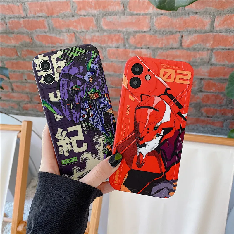 

Luxury Japan Evangelion Phone Case for Iphone 13 12 11 Pro X S Max XR 7 8 Plus Amiable Cartoon Soft IMD Sillicone Back Cover