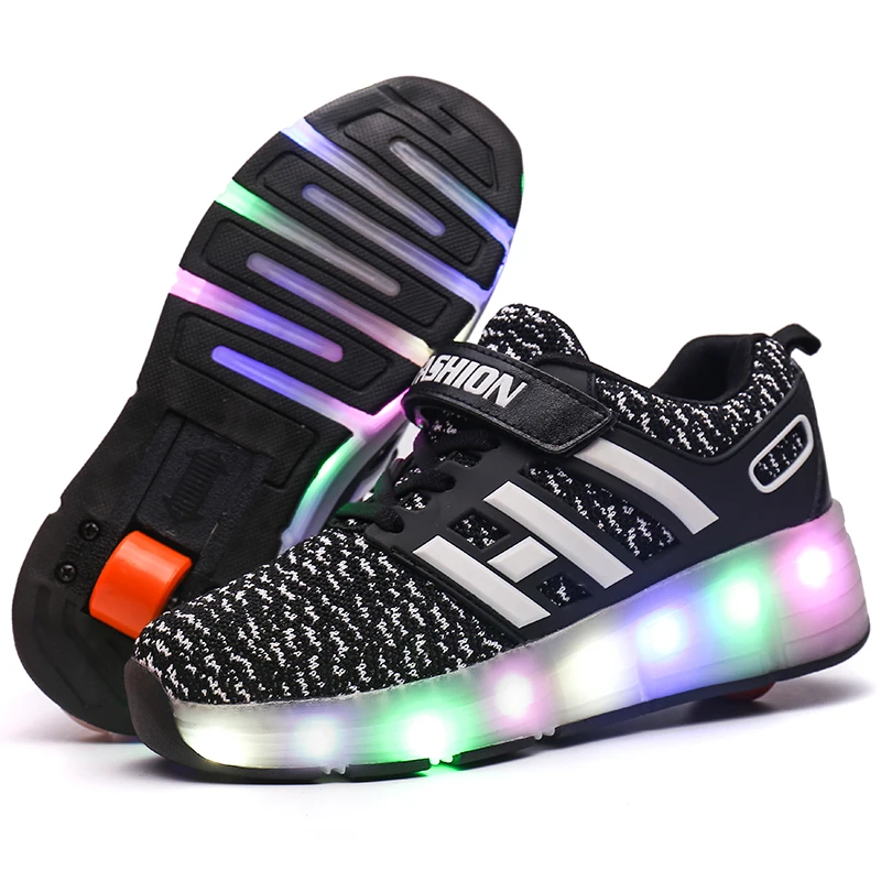 Детские кроссовки со светодиодной светильник кой для роликовых коньков на