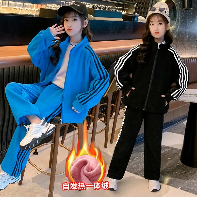 Комплекты одежды для девочек осенне-зимний топ в полоску + штаны детский