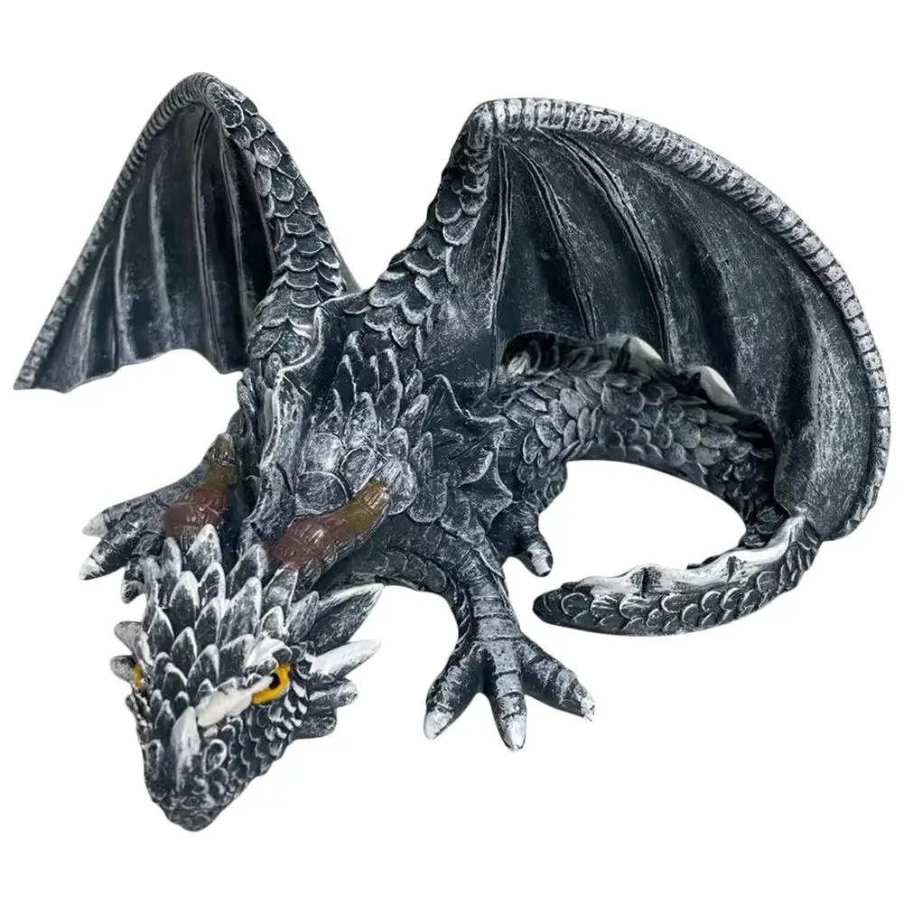 

Big Squatting Dragon Sculpture Guard Flying Dragon Sculpture Resin Desktop Ornaments Handmade Crafts Home Garden Decoration #