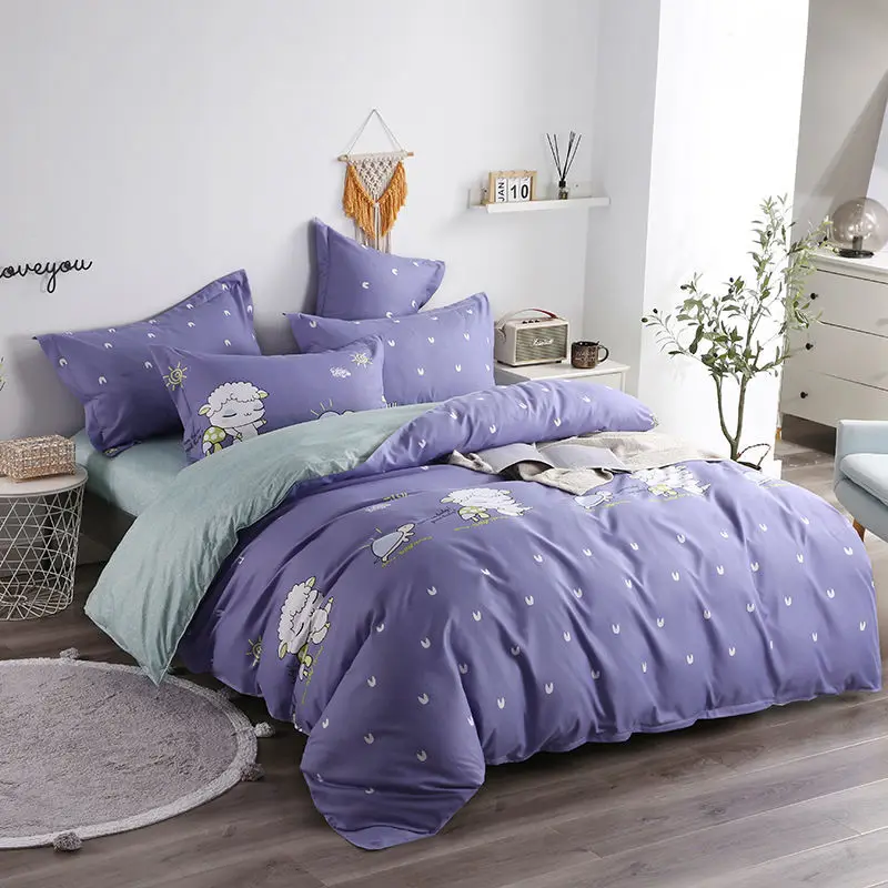 Утолщенное матовое постельное белье из четырех предметов односпальное и