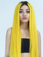 ombre yellow straight human hair wig with black roots wig with baby hair brazilian remy lace wigs 180 density