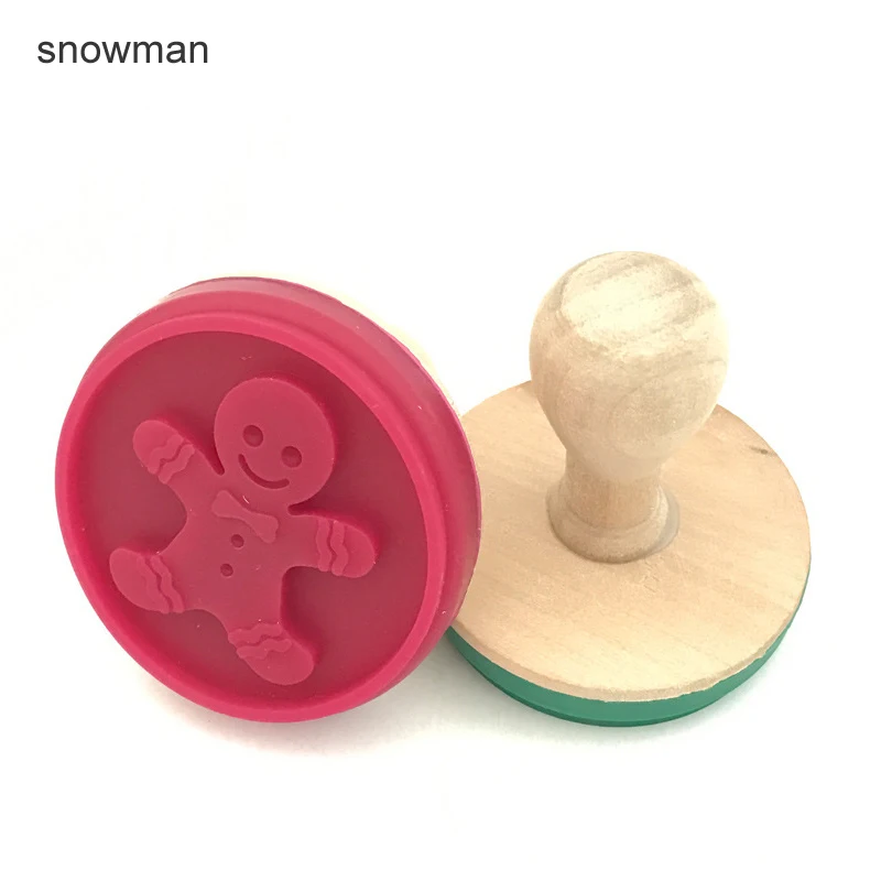 snowman Деревянная ручка резак сделал печать формы DIY Кондитерские Торт Печенье Уплотнение формы силиконовый штемпель для печенья формы для выпечки Кухня Обеденный бар - Цвет: snowman