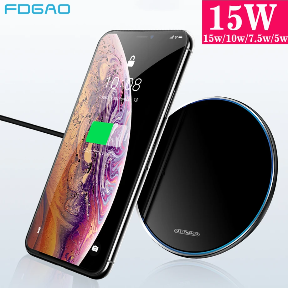 

FDGAO 15W QC 3.0 Qi Wireless Charger For iPhone 11 Pro X XS Max XR 8 Samsung S20 S10 S9 Note 10 9 8 Type C USB Fast Charging Pad