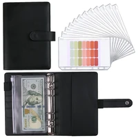 a6 binder pocket zipper bag macaron color notebook leather pu loose leaf book cash budget stationery office school supplies