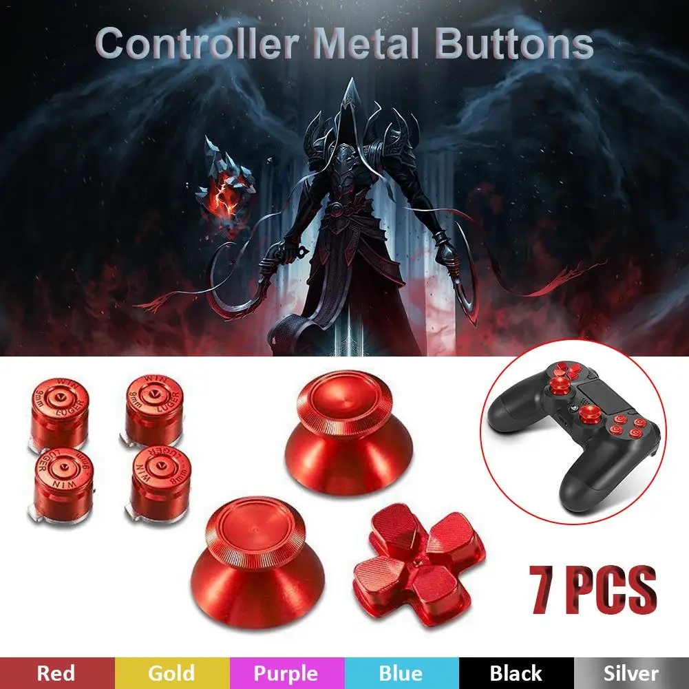 7PCS Controller Metal Buttons Set Mushroom Head + Cross Key+Function Key ABXY Button Spare Parts Accessories For PS4 | Электроника