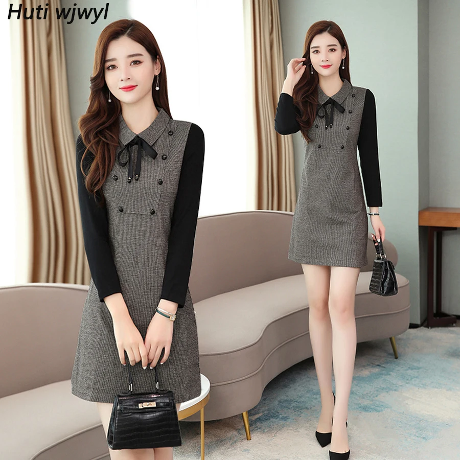 2021 Винтаж Женский шикарный красивый мини платья Сезон осень зима новинка 3XL