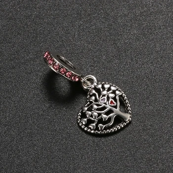 New Original Alloy Bead Family Mother Dad Love Heart Pendant Charm Fit Pandora Bracelet Bangle Necklace DIY Women Jewelry 6