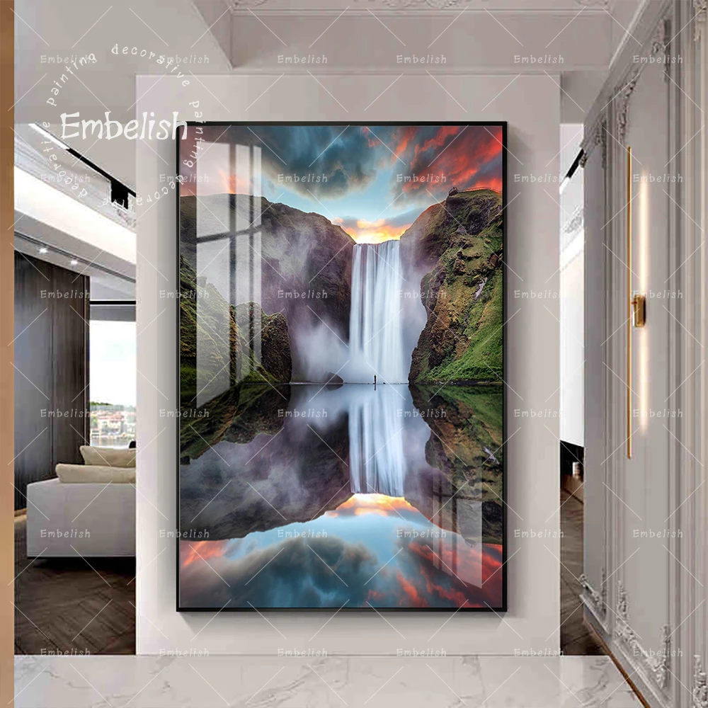 

Embelish Modern Home Decor Landscape Pictures For Living Room Beautiful Waterfall Wall Art Posters HD Spray On Canvas Paintings