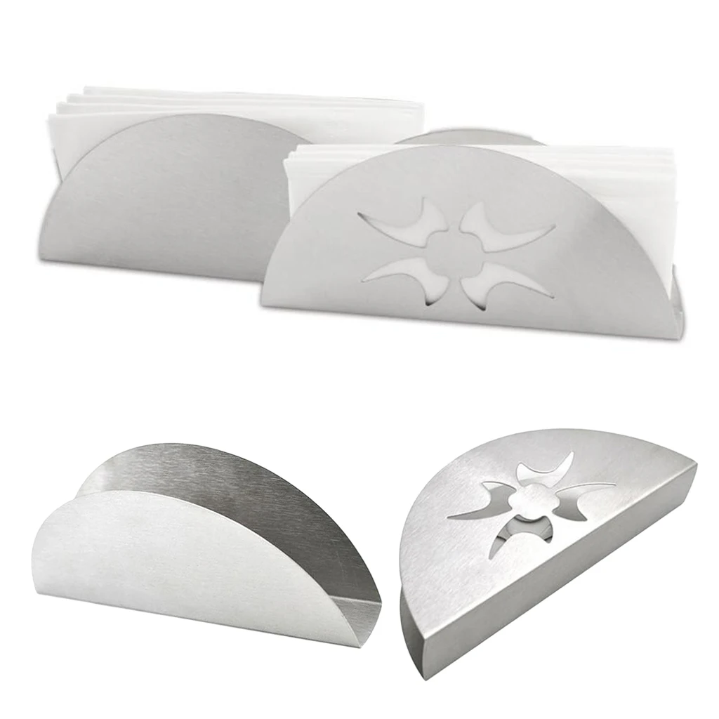 

Stainless Steel Fan Shaped Tissue Napkin Holder Free Standing Paper Rack Stand
