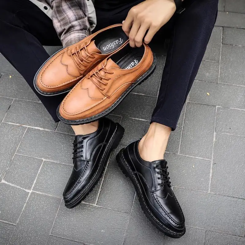

2020 Autumn Men Loafers Business Shoes Breathable Casual Comfortable PU Leather Shoes Men Outdoor Waterproof Non-Slip Men's