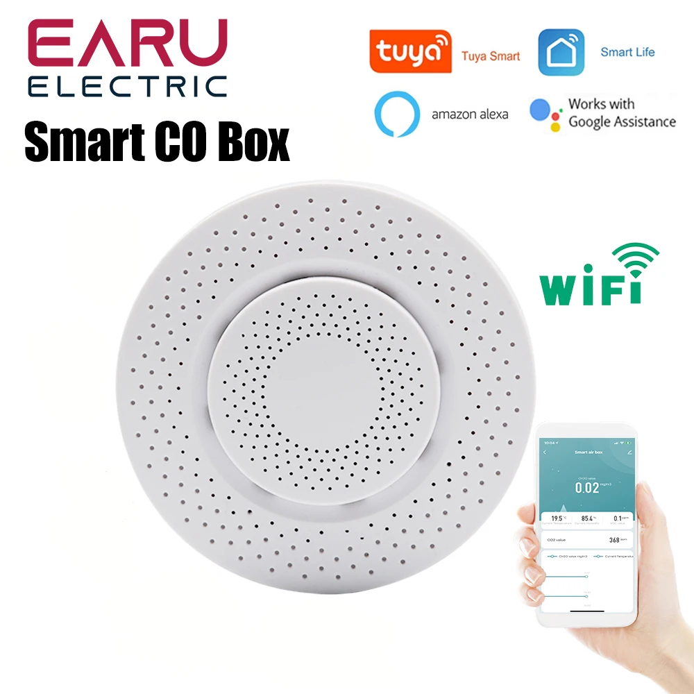 

Детектор угарного газа Tuya, Wi-Fi детектор угарного газа, работает с приложением Smart Life для Alexa Google Home