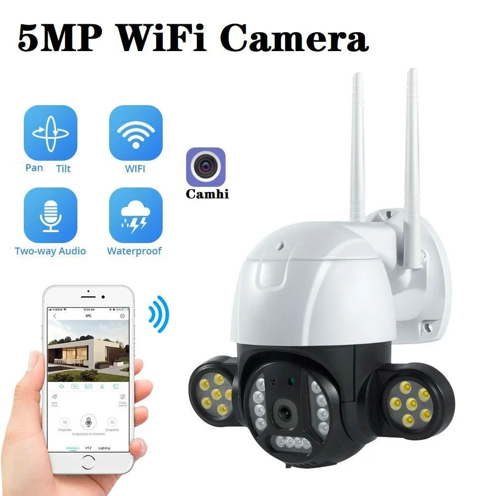 

5-мегапиксельная PTZ Wi-Fi камера наружная Wi-Fi IP-камера 1080P HD домашняя камера безопасности полноцветная камера ночного видения с датчиком движен...