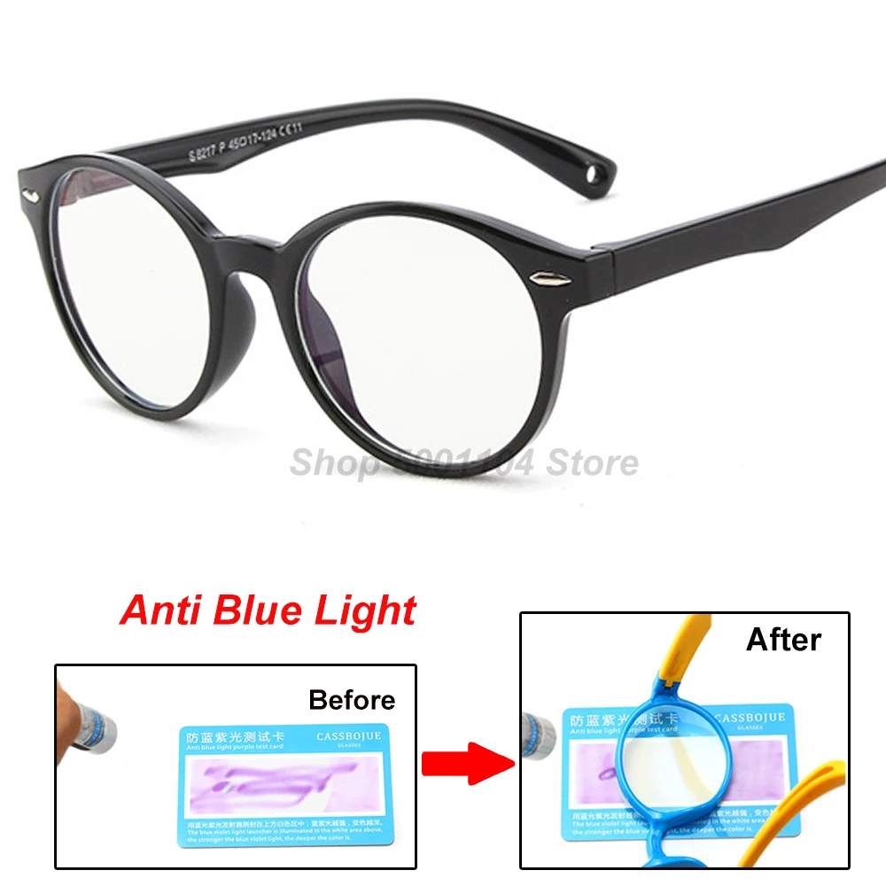 

B217 Round Glasses Kids Anti Glare Filter Children Eyeglasses Girl Boy Optical Frame Clear lenses UV400 Anti Blue Light Blocking