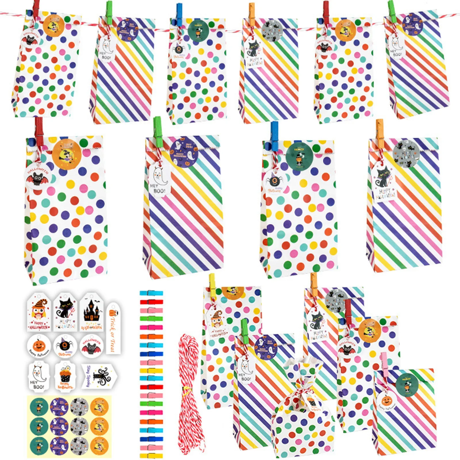 

Paper Halloween Jewelry Gift Flower Wrapping Multicolor Cartoon Pumpkin Pattern host Sticker For Candy Bag 20cm x 20cm ,1Packet